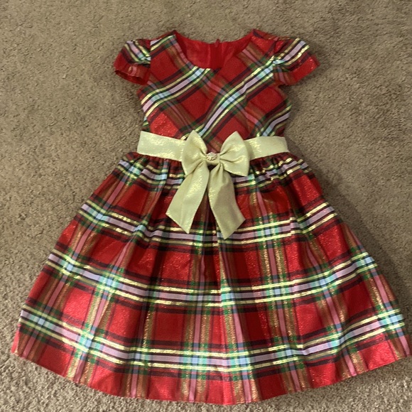Sweet Charmers Girls holiday Christmas Dress Sz 5 sparkling red plaid - Picture 2 of 10